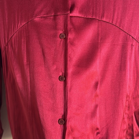Anne Klein silk red button down blouse - Picture 3 of 10